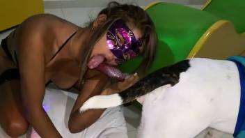 Alluring lady exposes nakedness and authentic bestiality erotica