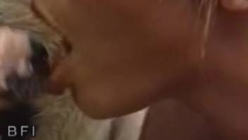 Stallion ejaculates in girl 18+'s mouth and it's steamy